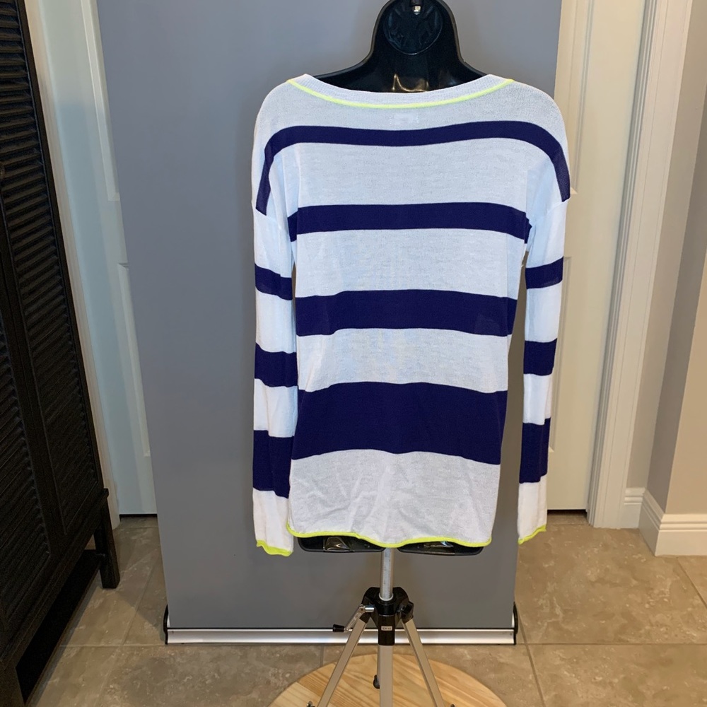Yellow Trimmed Navy Stripe Sweater